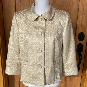 Gorgeous Rare Vintage Liz Claiborne Jacket Gold Brocade EUC Size 14